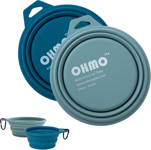 Collapsible Dog Bowl(2 Pack, Peacock&Light Blue 12oz/400ml) Premium Silicone Pet Water Bowls for Cats & Dogs, Portable Dog Travel Bowls Foldable f...